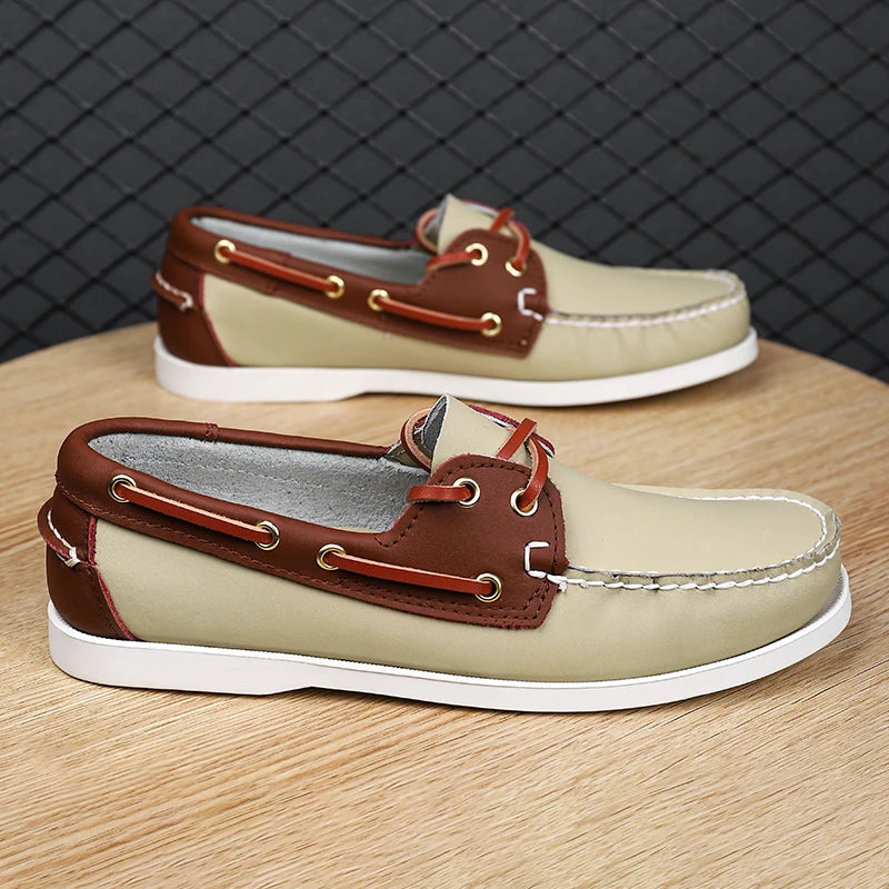 Summer 2024 Men's Shoes Luxury Brand Casual Shoes Classic Lace-up Leather Men Sneakers Handmade Designer Boat Shoes Driving Loafers