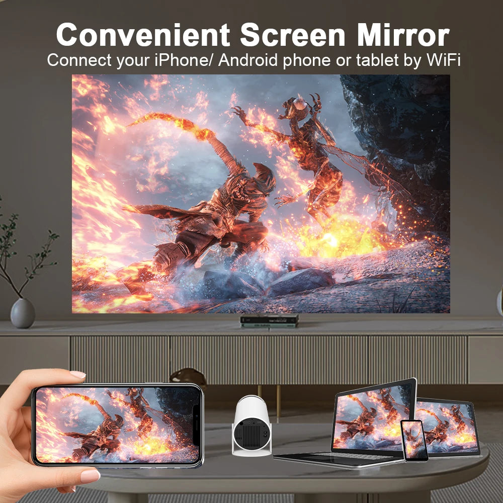 Transpeed 4K WiFi 6 Projector - Android 11, 260 ANSI, Dual WiFi, BT5.0, 1280*720P Home Cinema, Portable Outdoor HY300 Pro