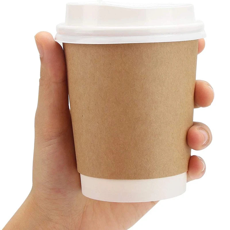 100pcs/pack 4/8/12oz Disposable Coffee Cup Kraft Paper Cup Double Layer Paper Cup Hot Drink Cup Accept customization