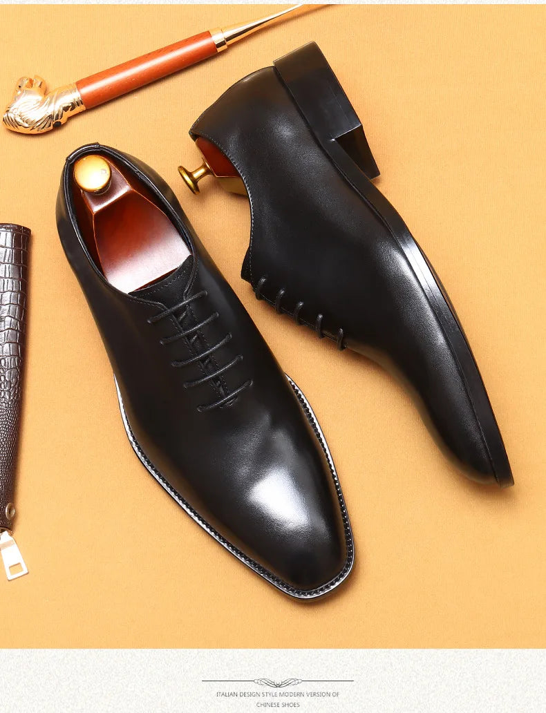 2024-2025 Italian Design Genuine Leather Shoes for Men Business Shoes Lace Up Oxfords Male Wedding Dress Shoes Men Plus Size 37-46