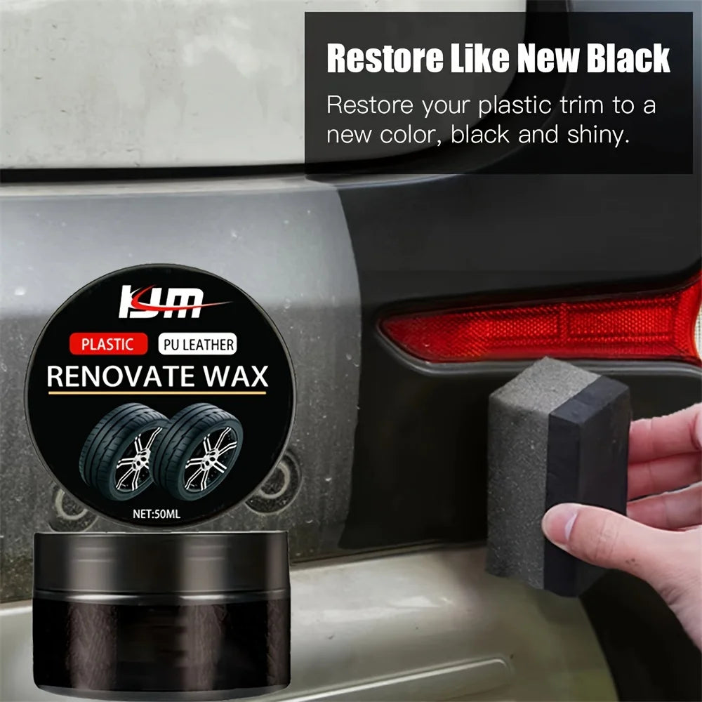 Universal Rubber Refresh Wax - Long-lasting Black Coat Repair, Leather Repair Polish, Hydrophobic Car Detail Care