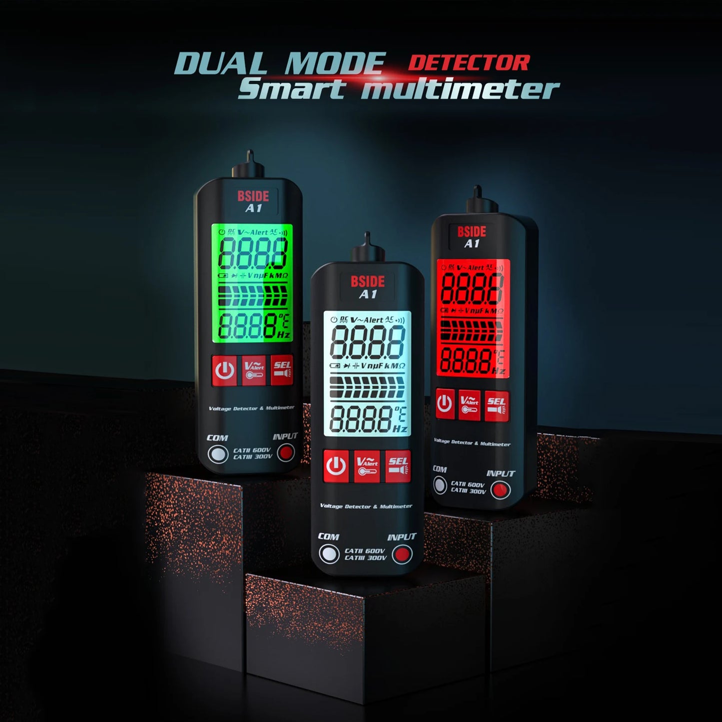 BSIDE A1X A1 Digital Multimeter Electric Test Pen With Flashlight Live Wire Recognition Meter Voltage Resistance Diode NCV Test