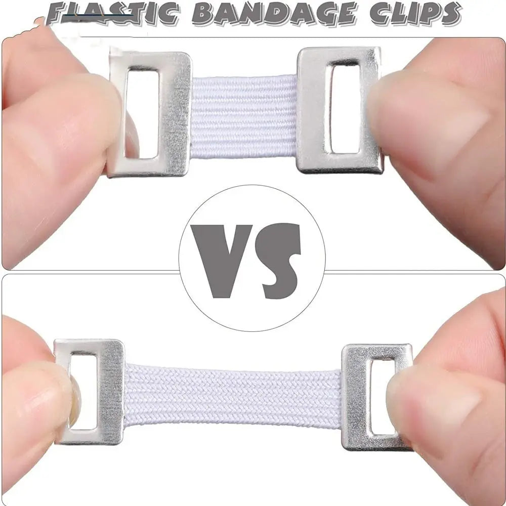10Pcs Aluminium Polyester Elastic Bandage Clips Elastic White Brown Silver Replaceable Bandage Replacement Clip