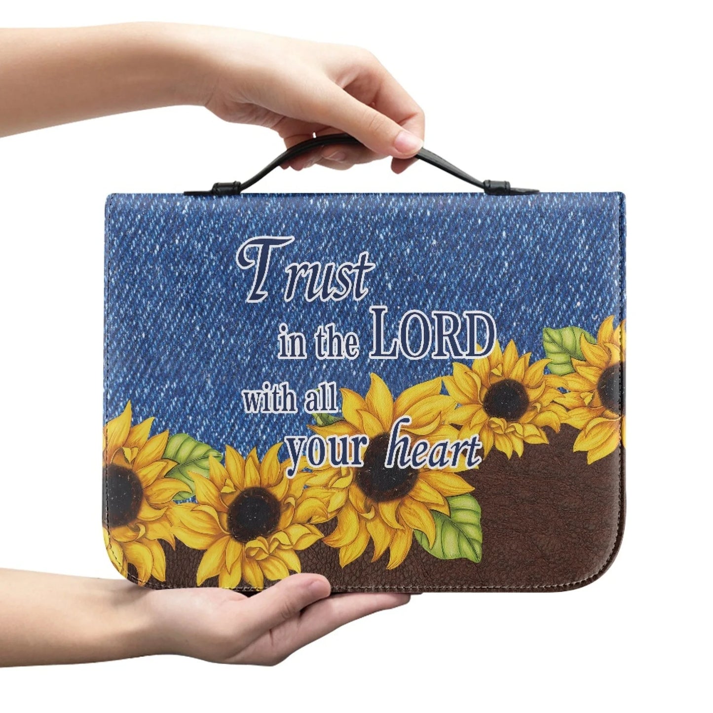 M Size Leather Cross Design Printed Book Bible Bag Student Travel Storage Bag One-handed Portable Storage Student Handbag