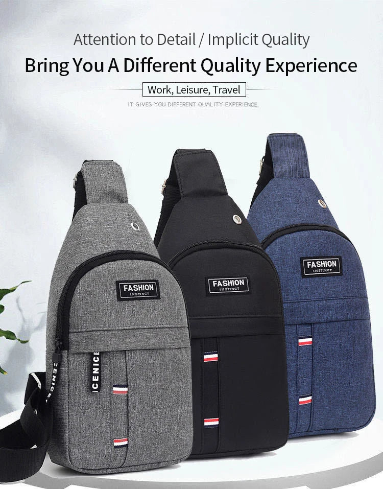 2025 New Chest Bag Messenger Pack Men Simple Nylon Fashion Waterproof One Shoulder Crossbody Bag
