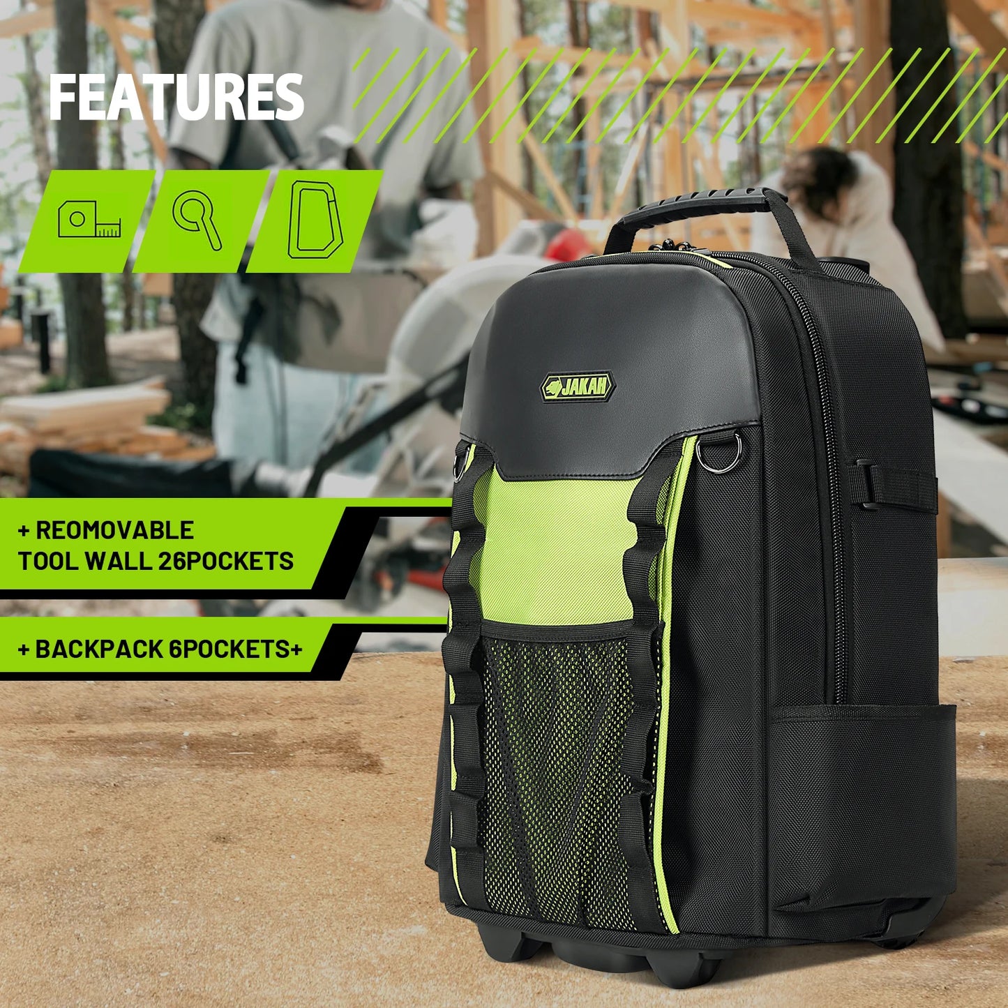 Tool Bag on Wheels Men's Trolley Tool Backpack Large Capacity Tool Bags For Electrician
