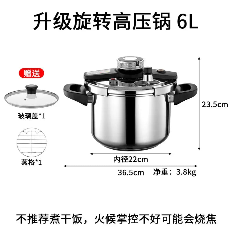 100Kpa Pressure cooker Stainless steel non stick pan 360 degrees Open close pressure cookers kitchen Non coating Pressure canner