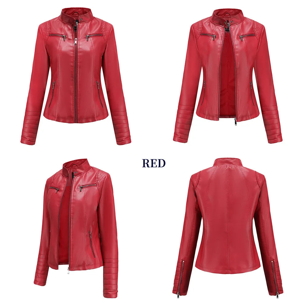2025 Ladies New Autumn Motorcycle Short Chic PU Leather Jacket