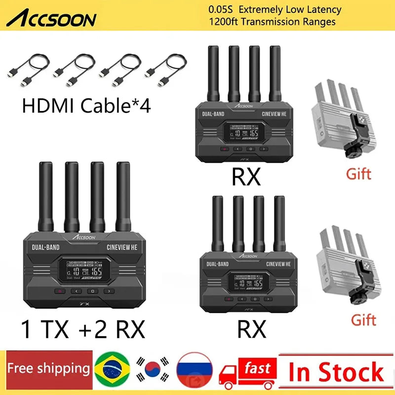 Accsoon CineView HE 2.4Ghz 5Ghz Dual Band Wireless Video Transmitter Receiver Multi-Spectrum Wireless Video Transmission System