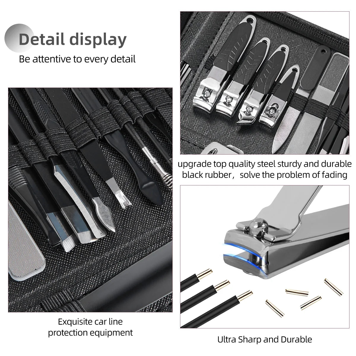 11/40pcs Manicure tool set Stainless Steel pedicure set Nail clipper Portable tool set Nail clippers Nail file