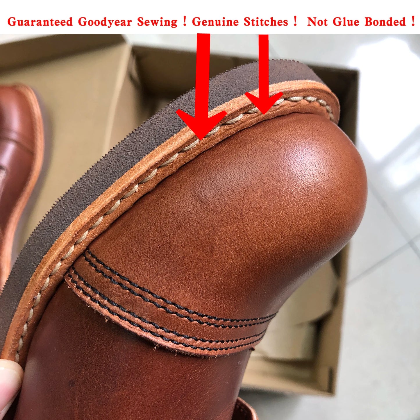 TINTINOS Durable Goodyear-Welted Stitchdown Rugged Style Work Boots Heritage Genuine Leather Moctoeboots For Men 8084 Iron Ranger Boots