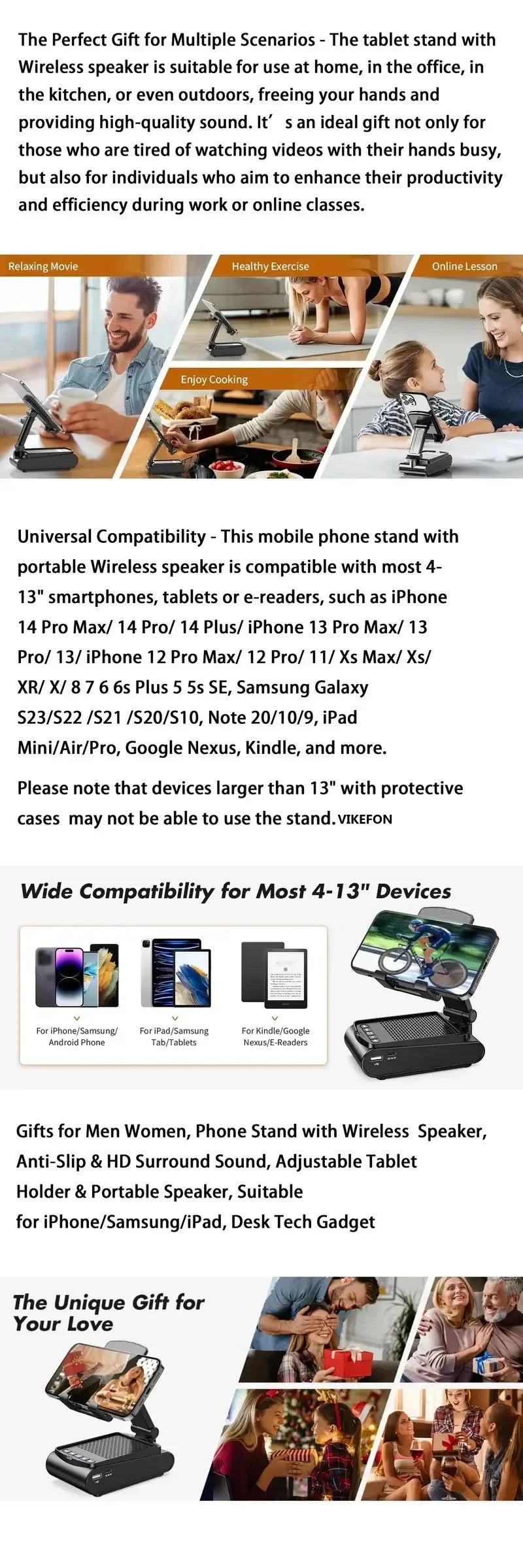 Brand New Mobile Phone Holder Stand With Bluetooth Speaker Adjustable Tablet Desktop Live Lazy Bracket Support Portable Wireless Speaker