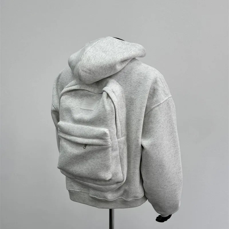 USA Fashion Spring 2025 New Hooded Sweatshirt Men's Back Backpack Design Sense Casual Top Jacket Male and Female Clothing