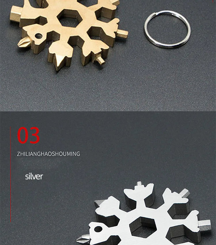18 In 1Bottle Opener Screwdriver Snowflake Snow Wrench Tool Spanner Hex Wrench Multifunction Camping Outdoor Survive Tools