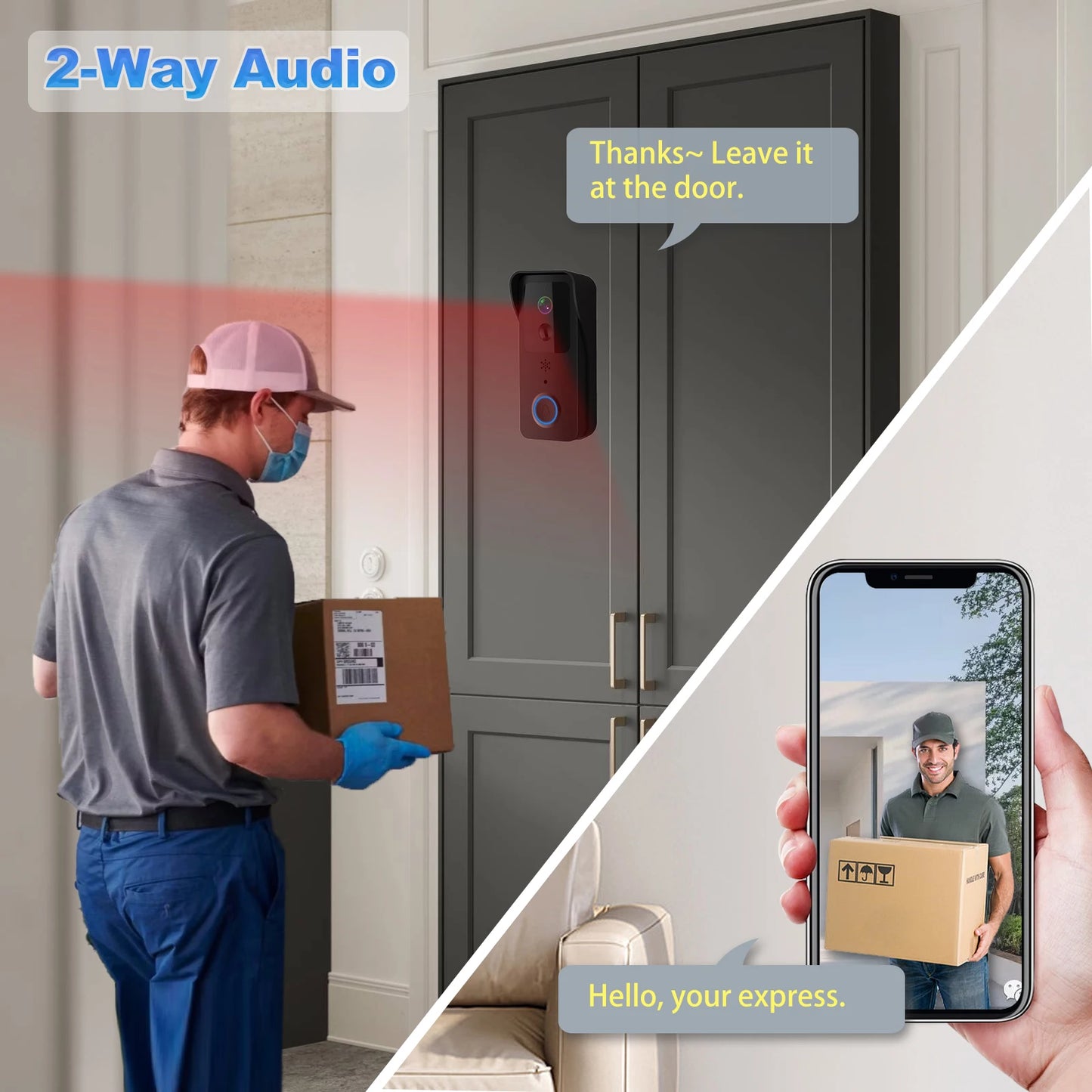 5GHz 2.4GHz Wireless WIFI Doorbell 1080P Video Intercom Door Bell with Camera Tuya Smart PIR Motion Detection Home Security Bell