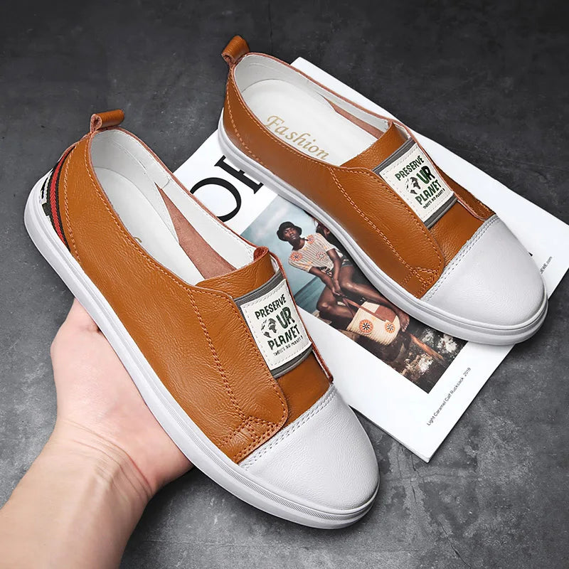 TINTINOS NEW 2024 Hot Sale Mens Sneakers New Light Casual Shoes for Men Breathable Flats Slip on Man Leather Shoes Comfortable Summer Skate Shoes