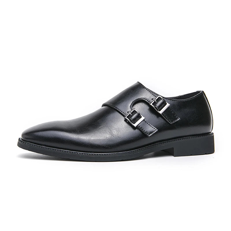 2024-2025 New Leather Shoes for Men Monk Shoes Classic Brown Wedding Shoes for Men Fashion Casual Men Shoes Evening Dress Moccasins