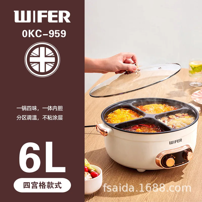 220V/Home split control electric hot pot Yuanyang multi-functional four-palace grid since hi lazy pot