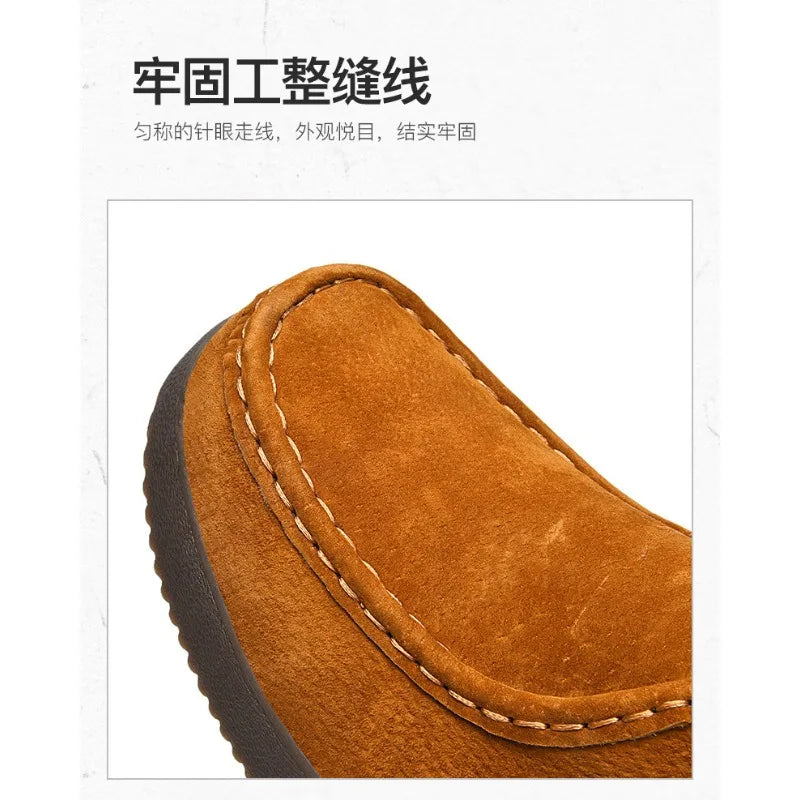 Autumn Men Casual Shoes Suede Leather Work Shoes Male Lace-up Flats Sneakers Platform British Business Party Dress Shoes 38-45