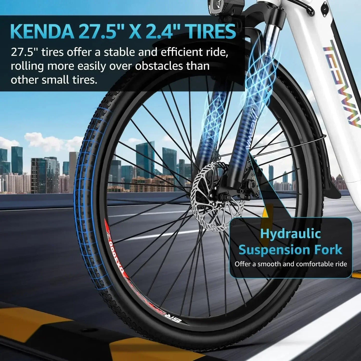 2025 NEW TESWAY Electric Bike 500W Motor 48V 12AH Battery 27.5*2.4-inch Tires 40km/h Max Speed 90km Range Mechanical Disc Brakes
