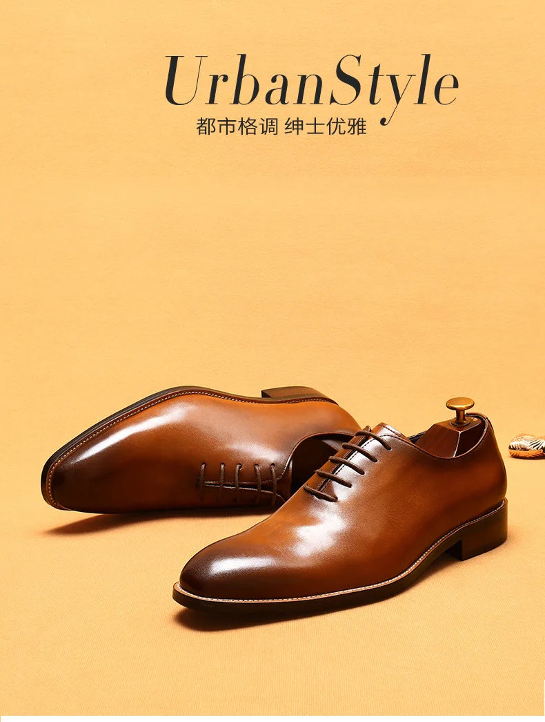 2024-2025 Italian Design Genuine Leather Shoes for Men Business Shoes Lace Up Oxfords Male Wedding Dress Shoes Men Plus Size 37-46