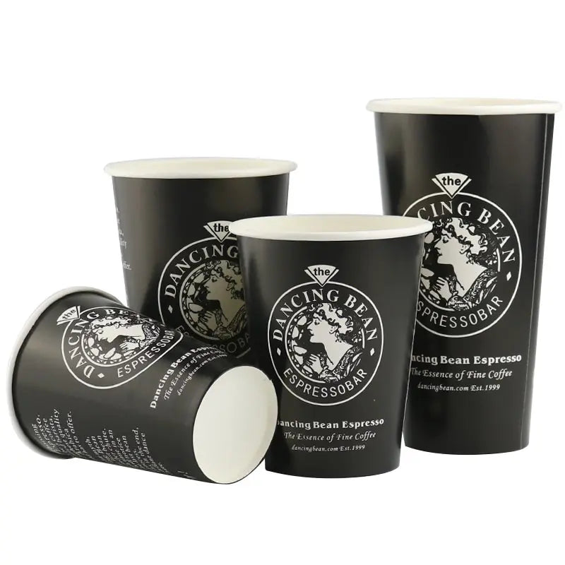100pcs/pack Black Disposable Paper Cup Coffee Cup Cold Drinking Cup Accept Customization
