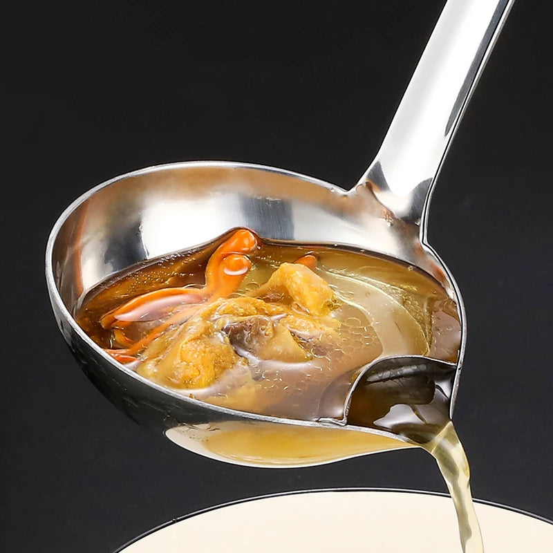 Stainless Steel Filter Spoon Soup Fat Oil Separator Ladles Skimmer Spoon Soup Colander For Kitchen Heat Insulation Anti-scalding