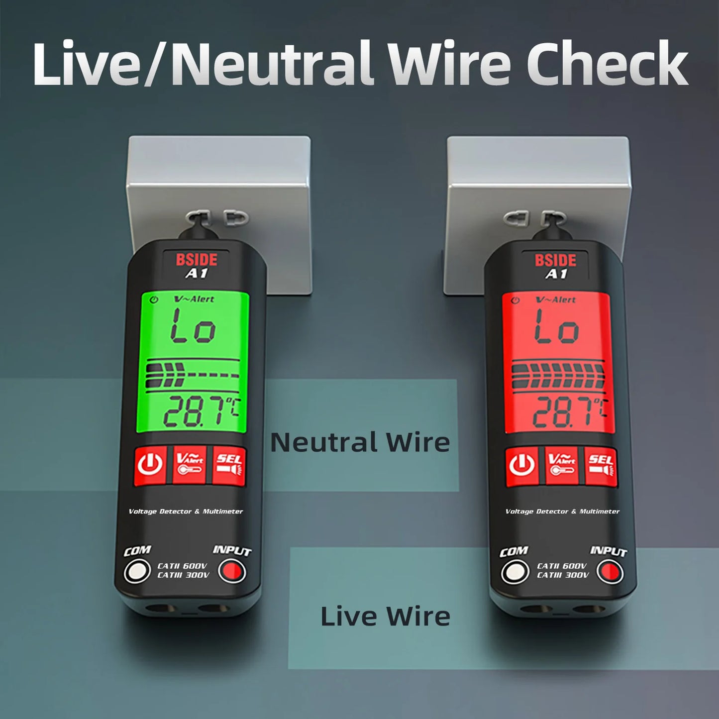 BSIDE A1X A1 Digital Multimeter Electric Test Pen With Flashlight Live Wire Recognition Meter Voltage Resistance Diode NCV Test