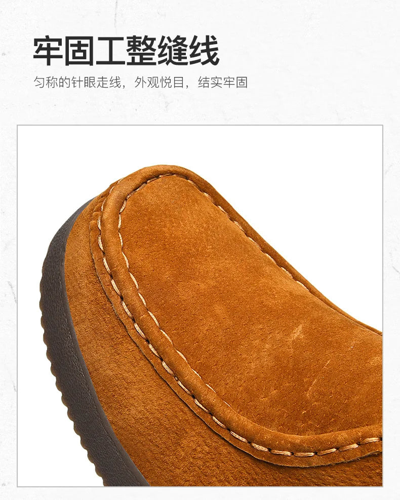 Autumn Men Casual Shoes Suede Leather Work Shoes Male Lace-up Flats Sneakers Platform British Business Party Dress Shoes 38-45