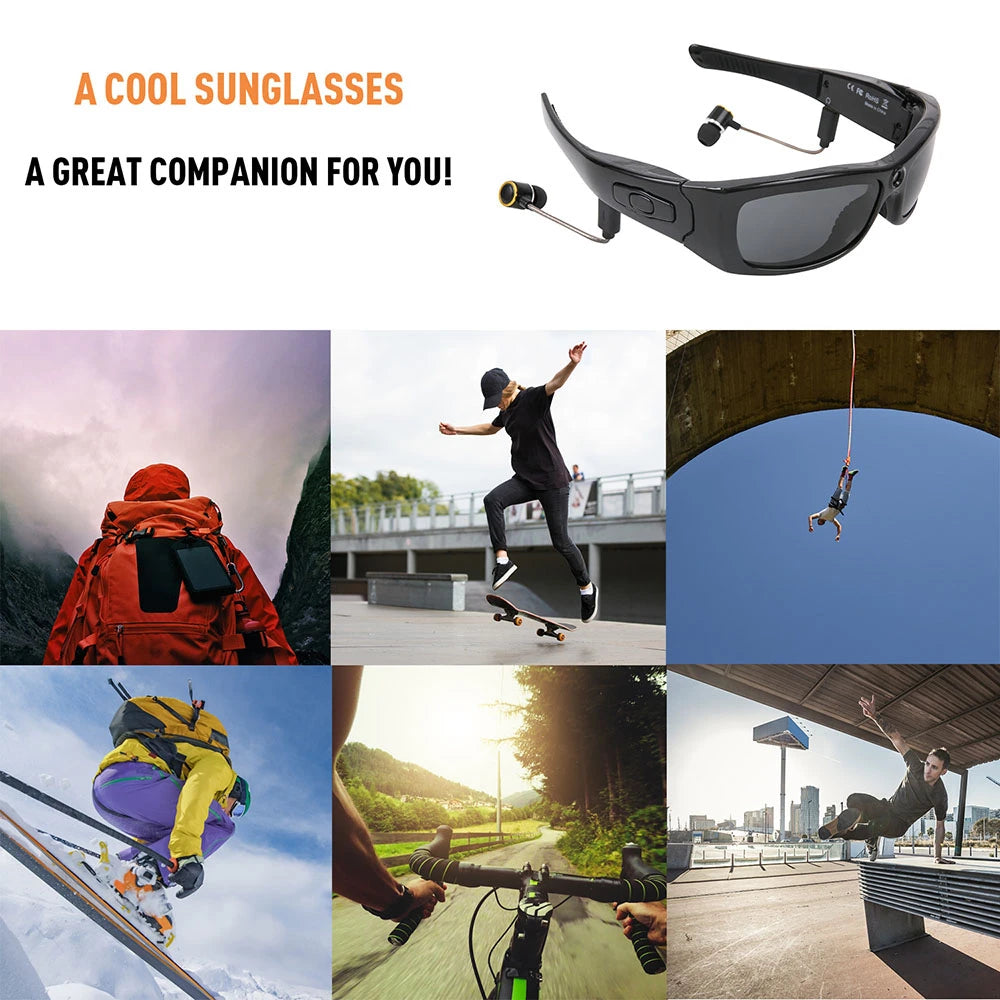 1080P HD Mini Camcorders Glasses Camera Bluetooth Headset Sunglasses Polarized Glasses Camera Cycling Video Glasses Outdoor