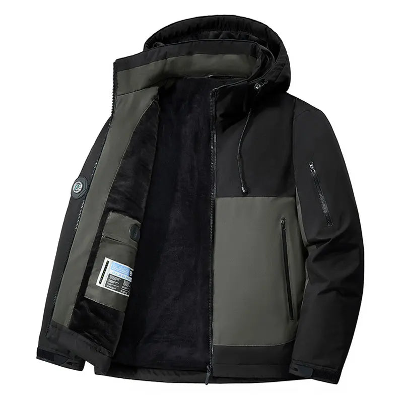 Winter Men Thick Warm Waterproof Parkas Jackets Hat Detachable Men Wool Liner Fleece Coats Male Parka Plus Size Winter Jacket