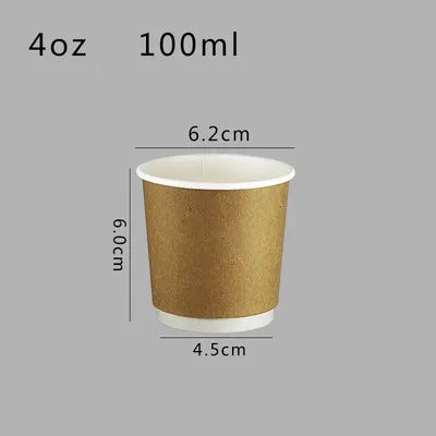 100pcs/pack 4/8/12oz Disposable Coffee Cup Kraft Paper Cup Double Layer Paper Cup Hot Drink Cup Accept customization