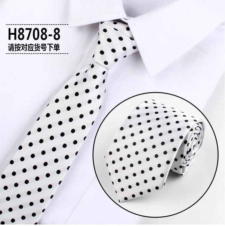 Brand New 2025 Fashion Dot Tie For Mens 8CM Necktie Business Formal Polka Dot Necktie Wedding Gift Orange Blue Red Tie Accessories Gravatas
