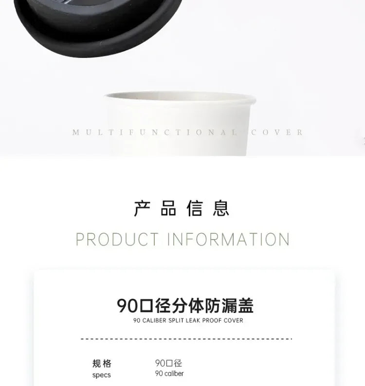 100pcs 90 Caliber Matte Cup Cover Disposable Coffee Milk Tea Take-out Food Packing Cup Lid Leak Proof Clear Plastic Cups Lid