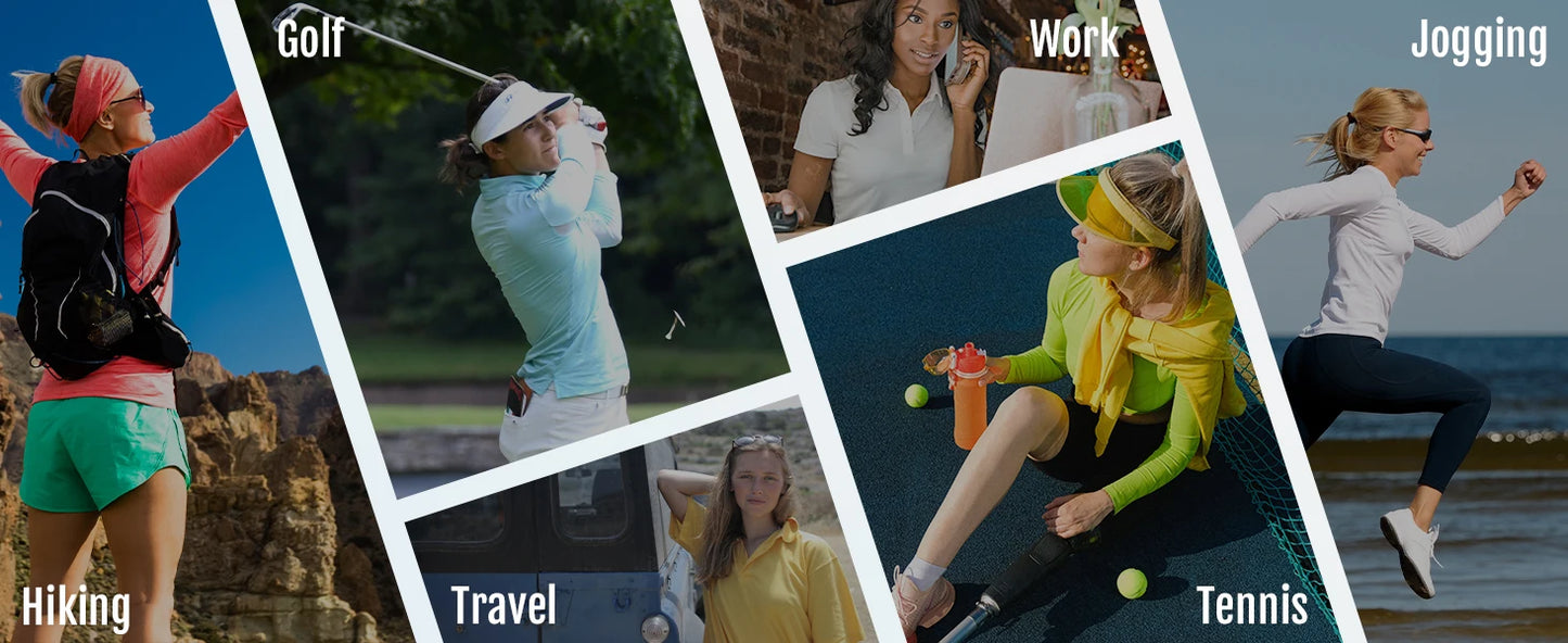 TACVASEN UPF 50+ Polo Shirts Womens Long Sleeve Shirts UV Protection Performance Polos Golf Tennis Working Shirts Pullover Top