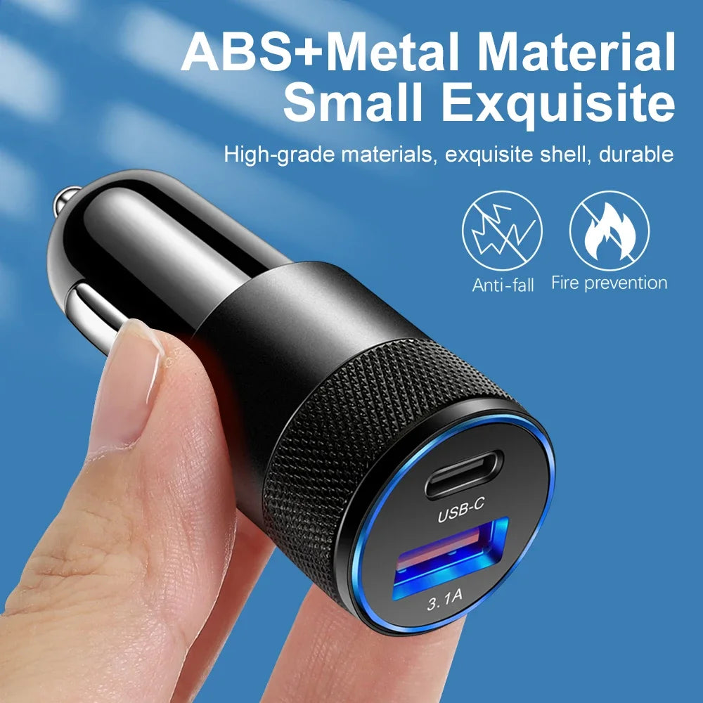 USB Car Charger Quick Charge 3.0 Type C Fast Charging Phone Adapter for iPhone 13 12 11 Pro Max Redmi Huawei Samsung S21 S22