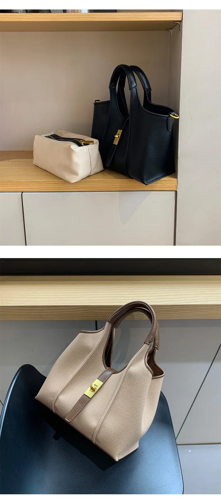Vegetable basket bag for women 2024-2025 cloth pattern handbag large capacity niche design bucket bag PU sub-mother tote bag