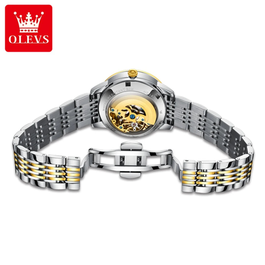 2024 OLEVS 6706 Mechanical Fashion Watch Gift Round-dial Stainless Steel Watchband Luminous