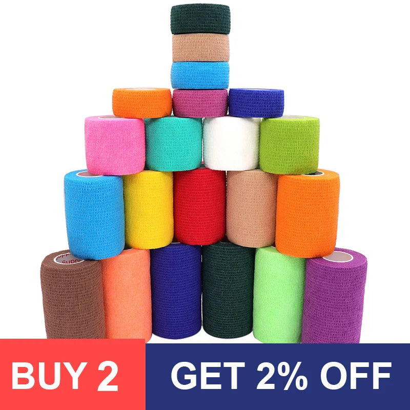 1 Roll 2.5/5/10cm Sport Bandage Self-adhesive Breathable Elastic Bandages for Sports Fixing Finger Wrist Leg Non-woven Bandage