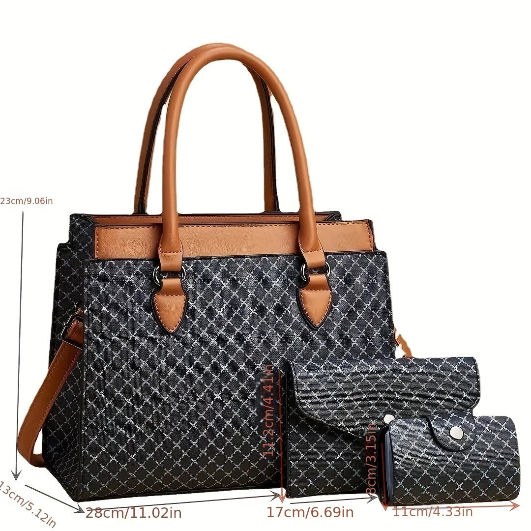 2024 NEW PU MATERIAL LADY TOTE BAG PLAID COLOR CONTRAST FASHION PRINTED MOTHER BAG ALL SHOULDER ATMOSPHERIC CROSSBODY BAG