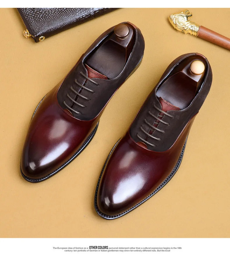 2024 New Italian Handmade Shoes British Style Formal Men's Oxford Shoe Genuine Leather Business Dress Shoes Retro Men's Shoes
