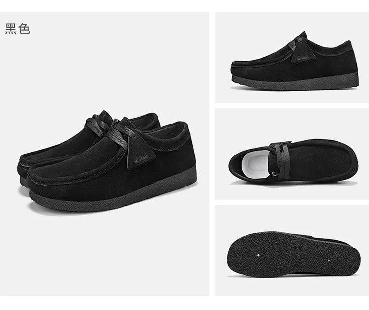 2025 New Suede Casual Shoes For Men Khaki Leather Loafers Slip-on Men's Shoes Lightweight Driving Shoes Men chaussure hommes