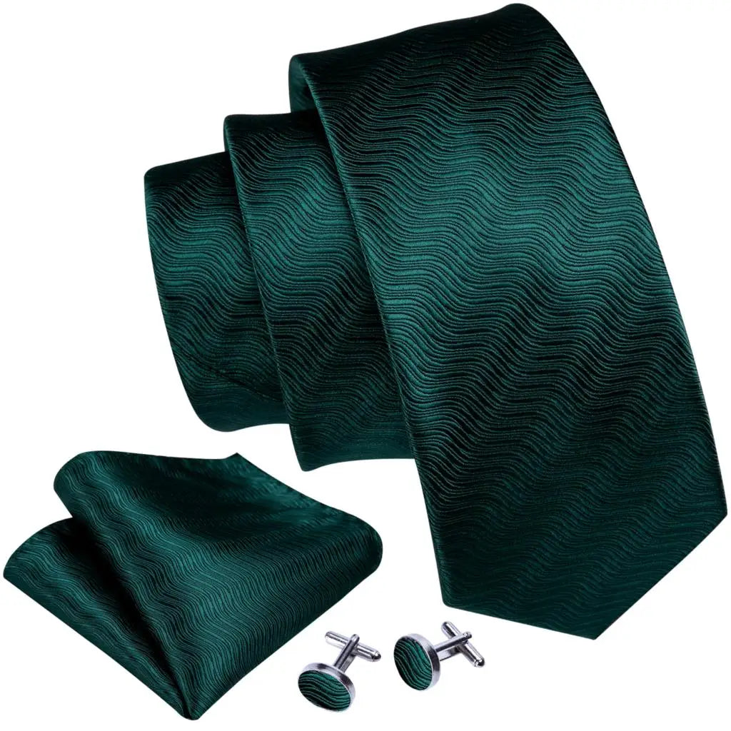 Amazony Epic Green Silk Mens Tie Hanky Cufflinks Set Mint Grass Teal Bottle Sage Pea Green Necktie For Male Wedding Business Party