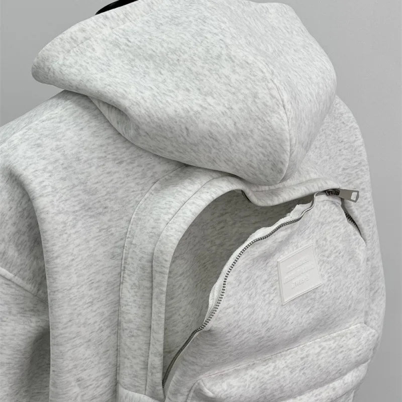 USA Fashion Spring 2025 New Hooded Sweatshirt Men's Back Backpack Design Sense Casual Top Jacket Male and Female Clothing