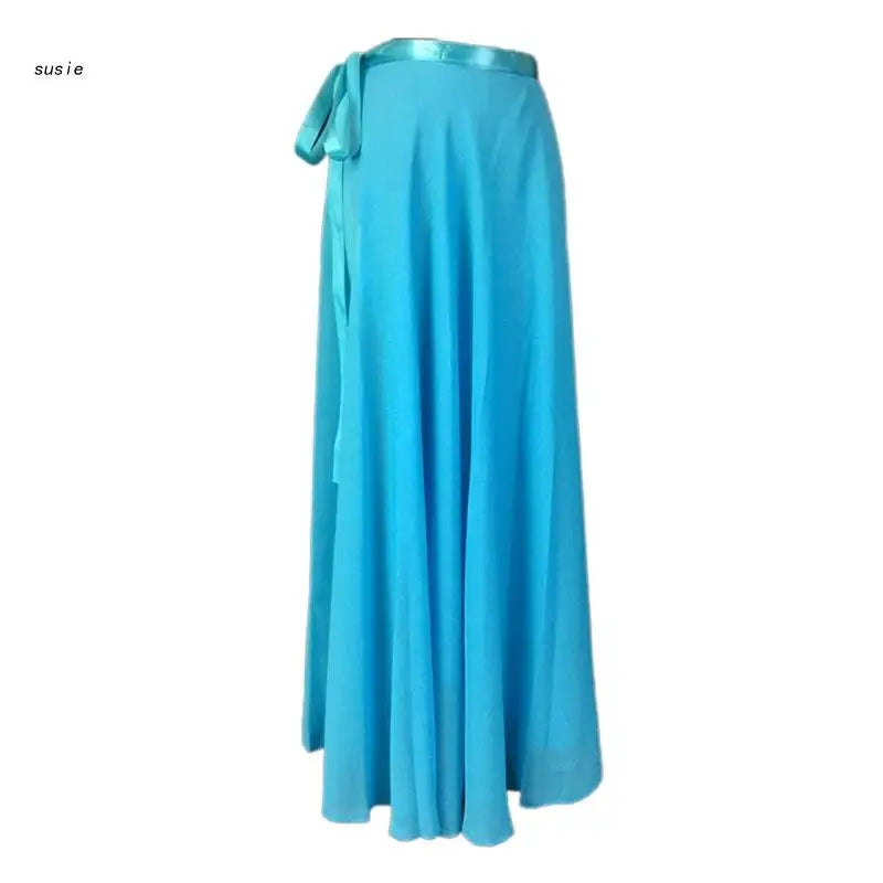 Women Ballet Dance Skirt Asymmetric Long Dance Skirt Chiffon Wrap Skirt with Tie Waist Skate Over Scarf Skirt Dancewear