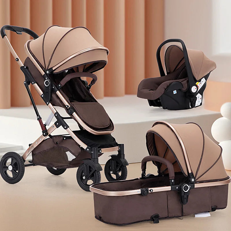 AMAZONY NEW 2024 Three-in-one Basket Stroller Can Sit, Lie Down, Light Two-way High Landscape Folding Shock-absorbing Newborn Baby Stroller