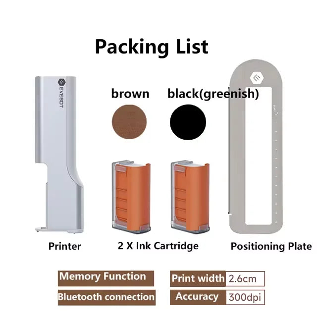 EVEBOT Food Inkjet Printer Handheld DIY Printpen With Auxiliary Ruler Print Size 26*1000 MM Custom Printing for Cafes Bakeries