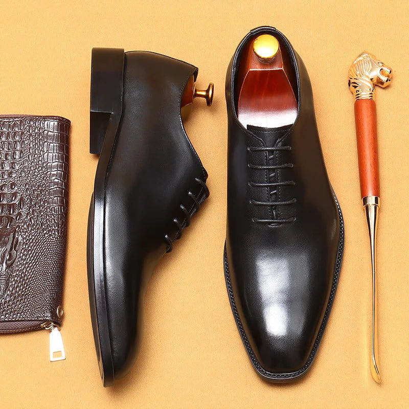 2024-2025 Italian Design Genuine Leather Shoes for Men Business Shoes Lace Up Oxfords Male Wedding Dress Shoes Men Plus Size 37-46