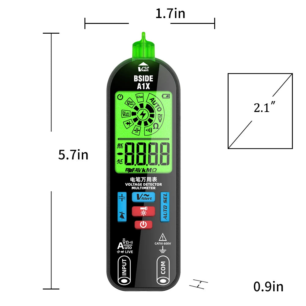 BSIDE A1X A1 Digital Multimeter Electric Test Pen With Flashlight Live Wire Recognition Meter Voltage Resistance Diode NCV Test
