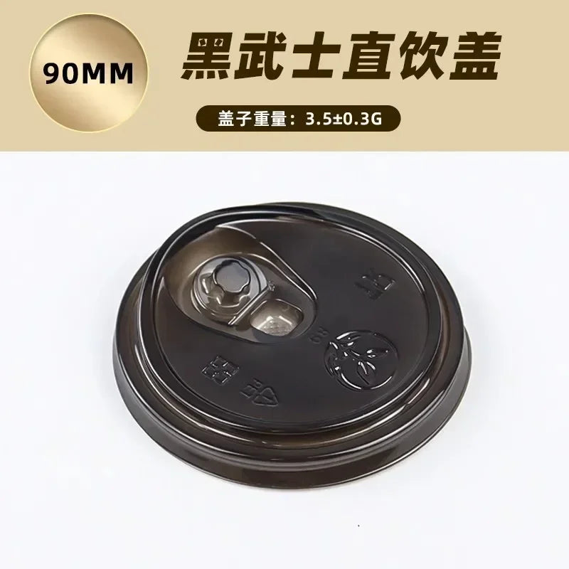 100pcs 98/90mm Caliber Cup Lid Disposable Plastic Transparent Cup Cover Milk Tea Coffee Drinks Packaged Leak Proof Cup Lids